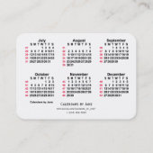 2026 White 52 Week ISO Calendar by Janz Visitenkarte (Rückseite)