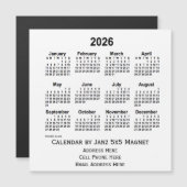 2026 White Business Calendar von Janz 5x5 Magnet (Vorne/Hinten)