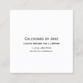 2026 White Calendar by Janz Square Business Card Quadratische Visitenkarte (Rückseite)