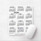 2026 White Large Print Calendar von Janz Mousepad (Mit Mouse)