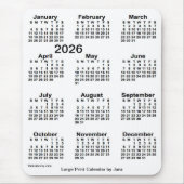 2026 White Large Print Calendar von Janz Mousepad (Vorne)