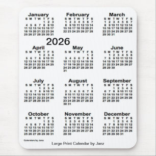 2026 White Large Print Calendar von Janz Mousepad
