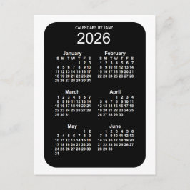 2026 White Neon 6 Month Mini Kalender von Janz Postkarte