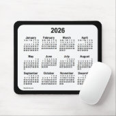 2026 White on Black Calendar by Janz Two Tone Mousepad (Mit Mouse)