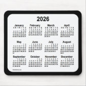 2026 White on Black Calendar by Janz Two Tone Mousepad (Vorne)