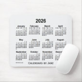 2026 White Smoke Calendar von Janz Mouse Pad Mousepad (Mit Mouse)