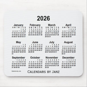 2026 White Smoke Calendar von Janz Mouse Pad Mousepad