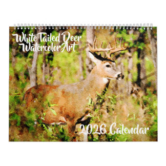 2026 Whitetail Deer Watercolor Painting Wildlife Kalender