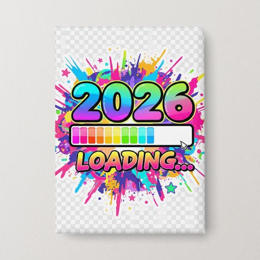 2026 Wird geladen... Fortschrittsbalken-Aufkleber Button (Vorderseite)