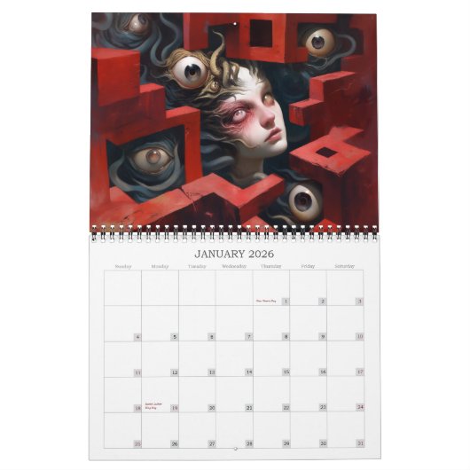 2026 Wunder Surreal-Horror-Kalender Kalender (Jan 2026)