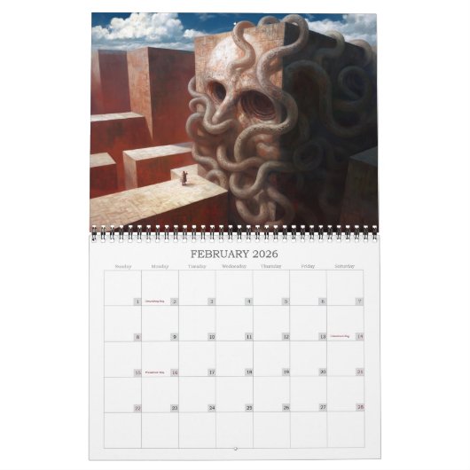 2026 Wunder Surreal-Horror-Kalender Kalender (Feb 2026)