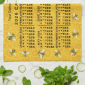 2026 Year Calendar Bee Honeycomb Apiary Custom Geschirrtuch (Gefaltet)