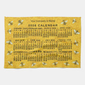 2026 Year Calendar Bee Honeycomb Apiary Custom Geschirrtuch (Horizontal)