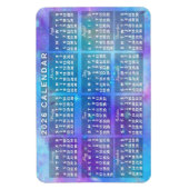 2026 Year Monthly Calendar Blue Watercolor Stars Magnet (Vertikal)