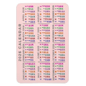 2026 Year Monthly Calendar Blush Pink Colorful Magnet (Vertikal)