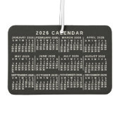2026 Year Monthly Calendar Classic Black and White Autolufterfrischer (Rückseite)