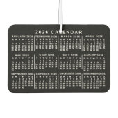 2026 Year Monthly Calendar Classic Black and White Autolufterfrischer (Vorderseite)