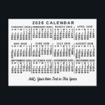2026 Year Monthly Calendar Classic White and Black Postkarte<br><div class="desc">This 2026 year calendar postcard shows the days of the week for each month in black on a white background. It's the perfect minimalist monthly calendar if you're looking for a simple, classic professional feel. Always know what date it is and check the days of the week with this simple,...</div>