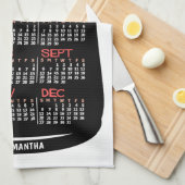 2026 Year Monthly Calendar Mid-Century Black Cat Geschirrtuch (Viertel Falte)