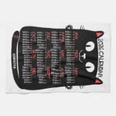 2026 Year Monthly Calendar Mid-Century Black Cat Geschirrtuch (Horizontal)