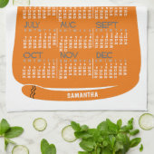 2026 Year Monthly Calendar Mid-Century Orange Cat Geschirrtuch (Gefaltet)