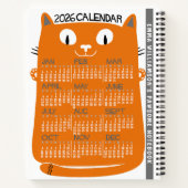 2026 Year Monthly Calendar Mid-Century Orange Cat Notizblock (Rückseite)