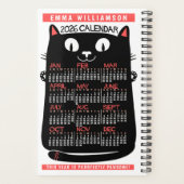 2026 Year Monthly Calendar Midcentury Black Cat Sm Planer (Rückseite)