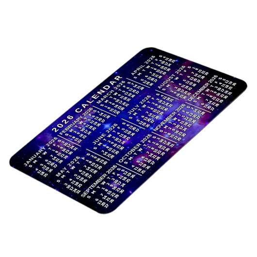 2026 Year Monthly Calendar Outer Space Nebula Magnet (Linke Seite)
