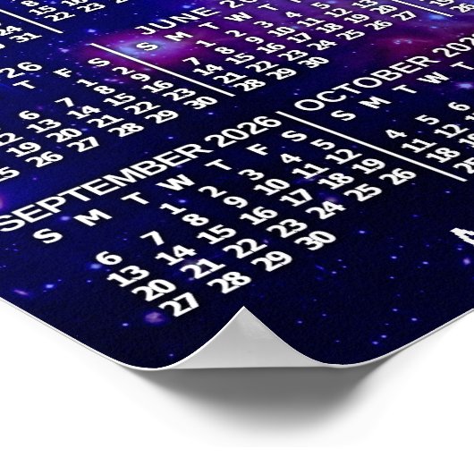 2026 Year Monthly Calendar Space Nebula 3 Photos Poster (Ecke)