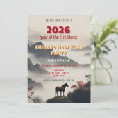 2026 Year of the Fire Horse Chinese New Year Party Einladung (Stehend Vorderseite)
