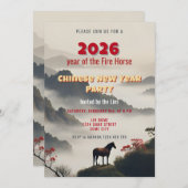 2026 Year of the Fire Horse Chinese New Year Party Einladung (Vorne/Hinten)