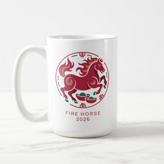 2026 Year of the Fire Horse Chinese Zodiac Luck Kaffeetasse (Links)