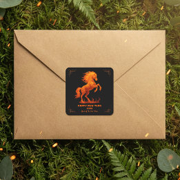 2026 Year of the Fire Horse Chinese Zodiac Quadratischer Aufkleber