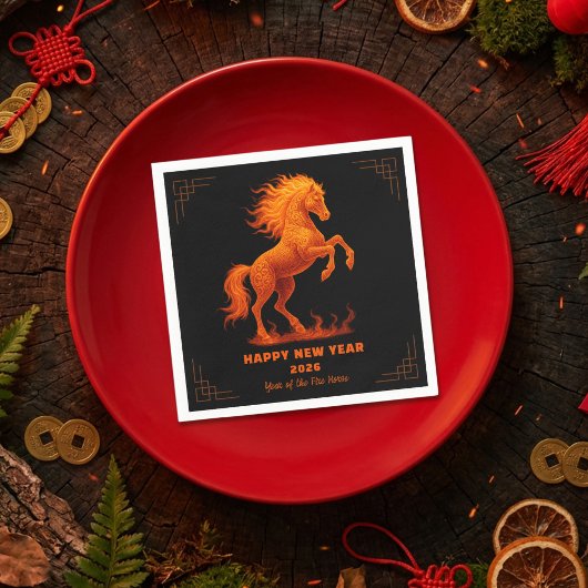 2026 Year of the Fire Horse Chinese Zodiac Serviette