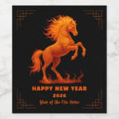2026 Year of the Fire Horse Chinese Zodiac Weinetikett (Einzelnes Label)
