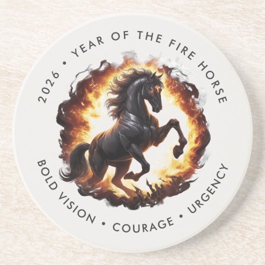 2026 Year of the Fire Horse Motivational Getränkeuntersetzer (Vorne)