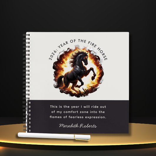 2026 Year of the Fire Horse Motivational Quote Notizblock
