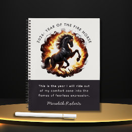 2026 Year of the Fire Horse Motivational Quote Notizblock