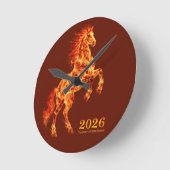 2026 Year of the Fire Horse Runde Wanduhr (Winkel)