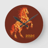 2026 Year of the Fire Horse Runde Wanduhr (Vorderseite)