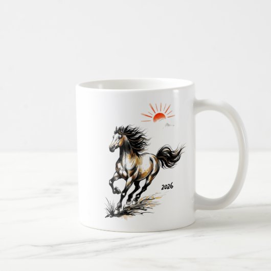 2026 Year Of The Horse Chinese Lunar Zodiac Shirt Kaffeetasse (Rechts)
