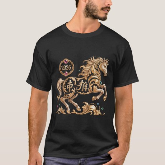 2026 Year of the Horse Chinese New Year Golden Hor T-Shirt (Vorderseite)