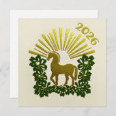 2026 Year of the Horse Gold Design Feiertagskarte (Vorne/Hinten)