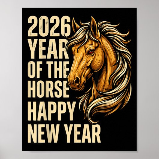 2026 Year Of The Horse Happy Chinese New Year Fire Poster (Vorne)