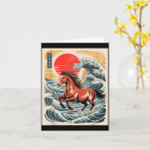 2026 Year Of The Horse Japanese Wave Art Lunar New Karte (Gelbe Blume)