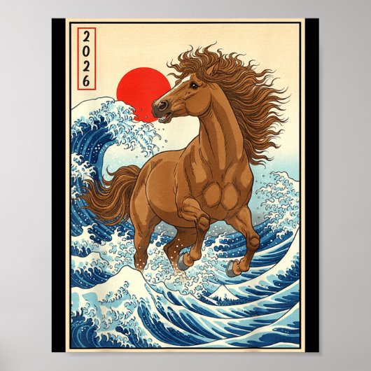 2026 Year Of The Horse Japanese Wave Art Lunar New Poster (Vorne)
