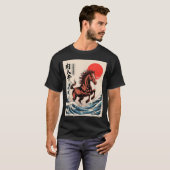 2026 Year Of The Horse Japanese Wave Art Lunar New T-Shirt (Vorne ganz)