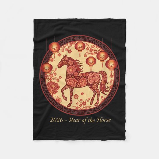 2026 Year Of The Horse Lantern Design – Floral Zod Fleecedecke (Vorderseite)