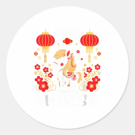 2026 Year Of The Horse Lunar New Year 2026 Chinese Runder Aufkleber (Vorderseite)