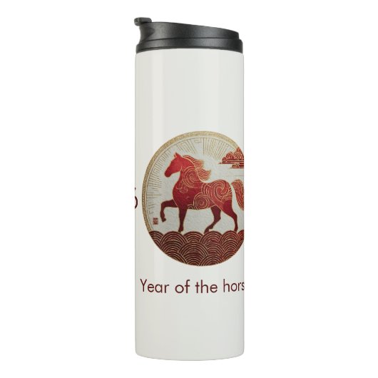 2026 Year of the Horse – Lunar New Year Art Thermosbecher (Nach rechts gedreht)